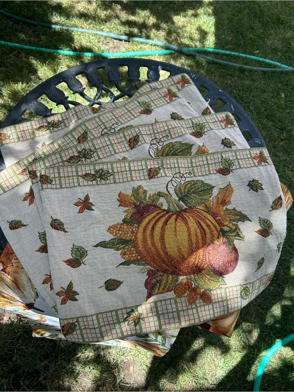 Set 5 Harvest Pumpkin Table Runner & Platemat Fall Dining Accent🍂🍁🌾
